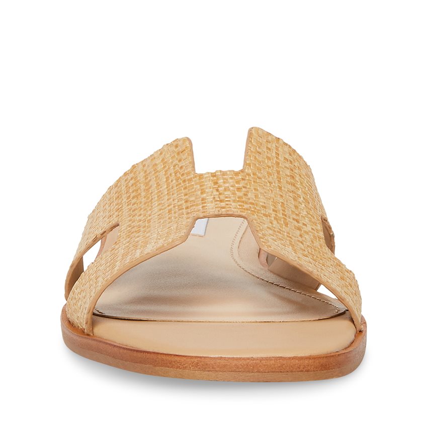 Beige Steve Madden Hadyn Raffia Women's Slides | PH 5289PYQ